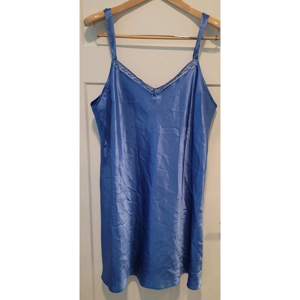 Morgan‎ Taylor Intimates Blue XXL Thick Spaghetti Strap Nightgown Lace Trim